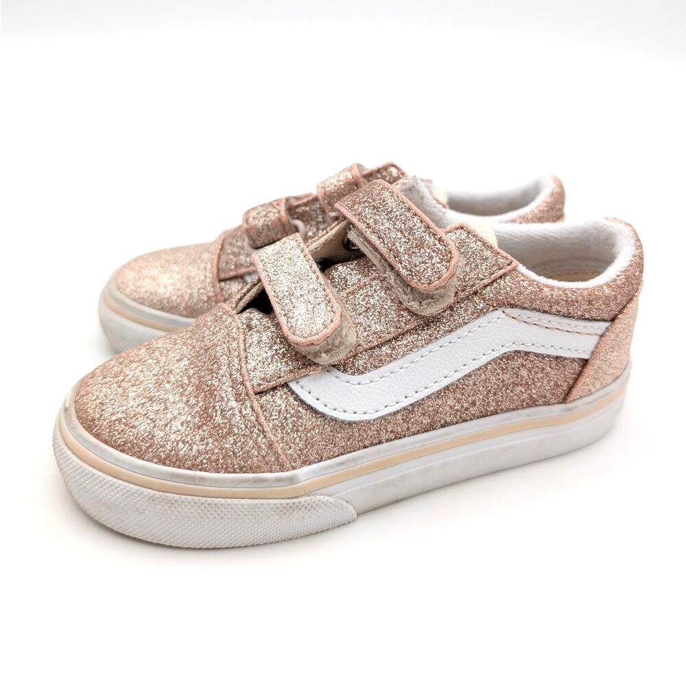 Vans Kids Glitter Pink Velcro Sneakers